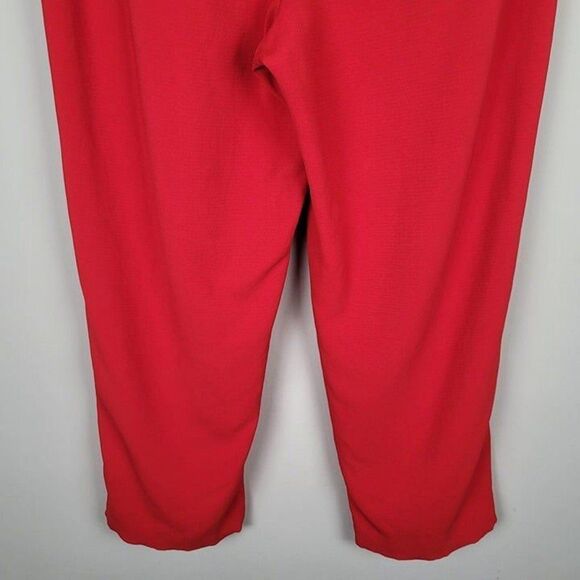 A.L.C. Size 8 Russel Cropped Button Fly Crepe Pants Trousers Red - Picture 7 of 12